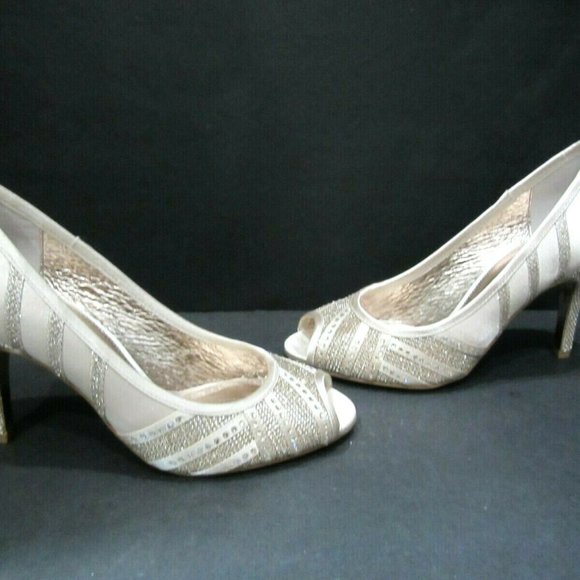 Adrianna Papell Shoes - Adrianna Papell Flair Platino Jimmy Net Heels 5.5